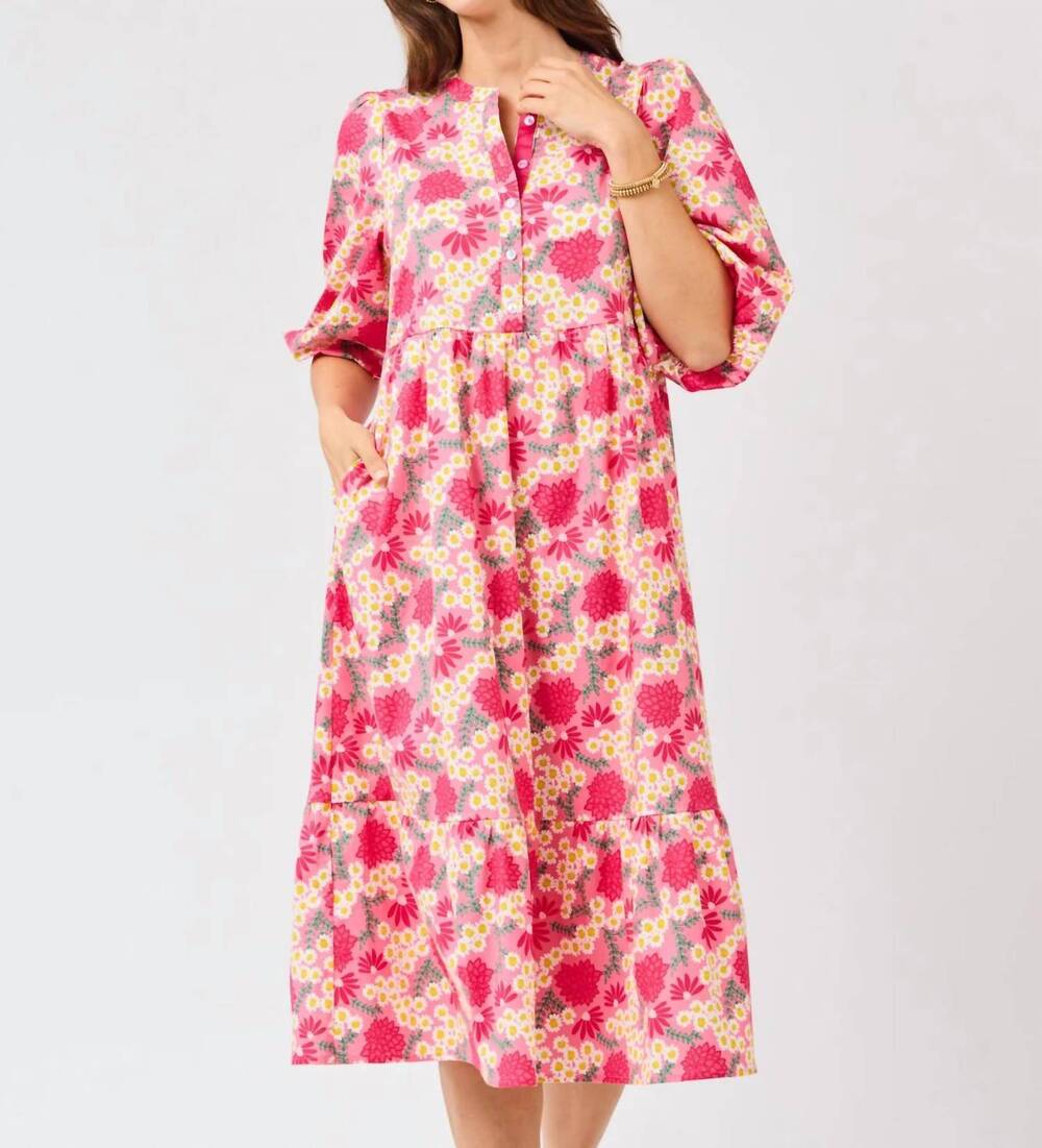 NEW MARY SQUARE riley midi dress in daisy chain light pink